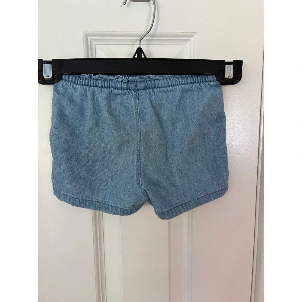 Old Navy Toddler Girls Light Wash Denim Chambray Shorts Elastic Waist 2T